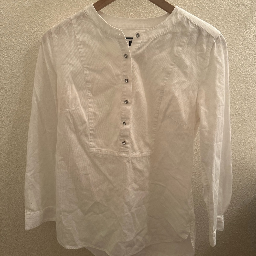 Talbots White Button-Up Blouse